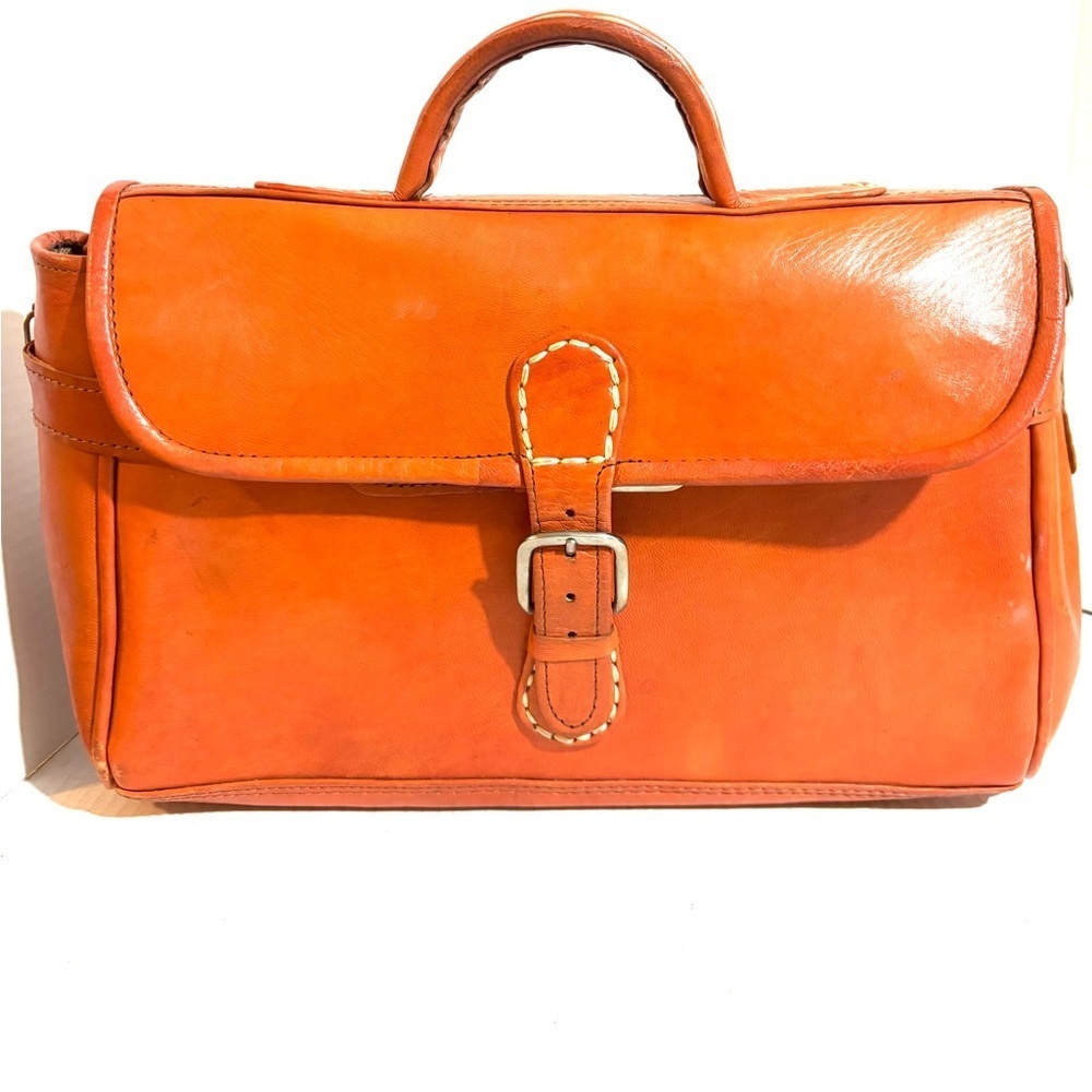 Stylish vintage unisex Orange Leather briefcase